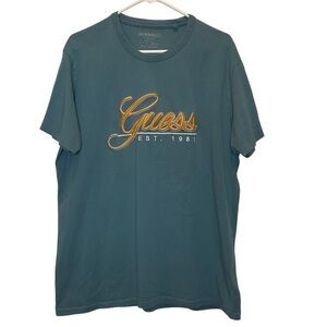 Vintage Guess Eco T-Shirt Short Sleeve Crew Neck Blue XL
